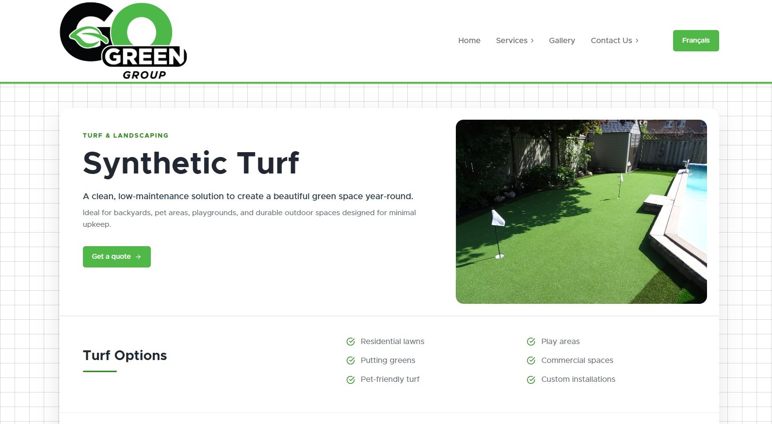 Go Green Group website homepage preview